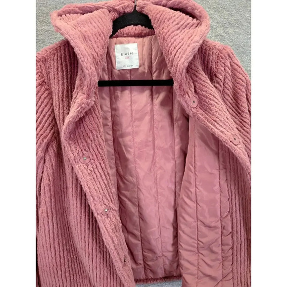 Elodie Girl Soft Faux Fur Coat Pink with Hood Size  Large - Picture 7 of 14